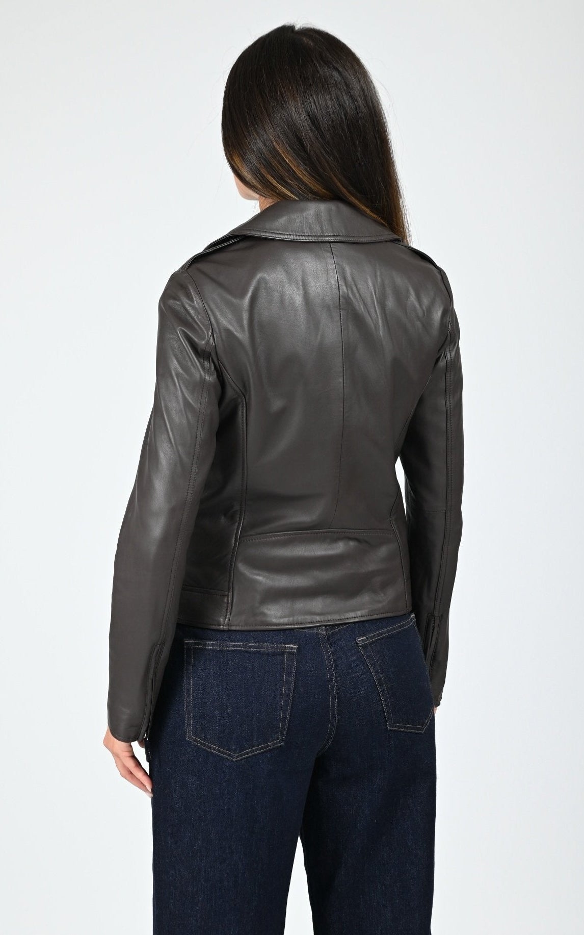 Blouson perfecto cuir Samba marron