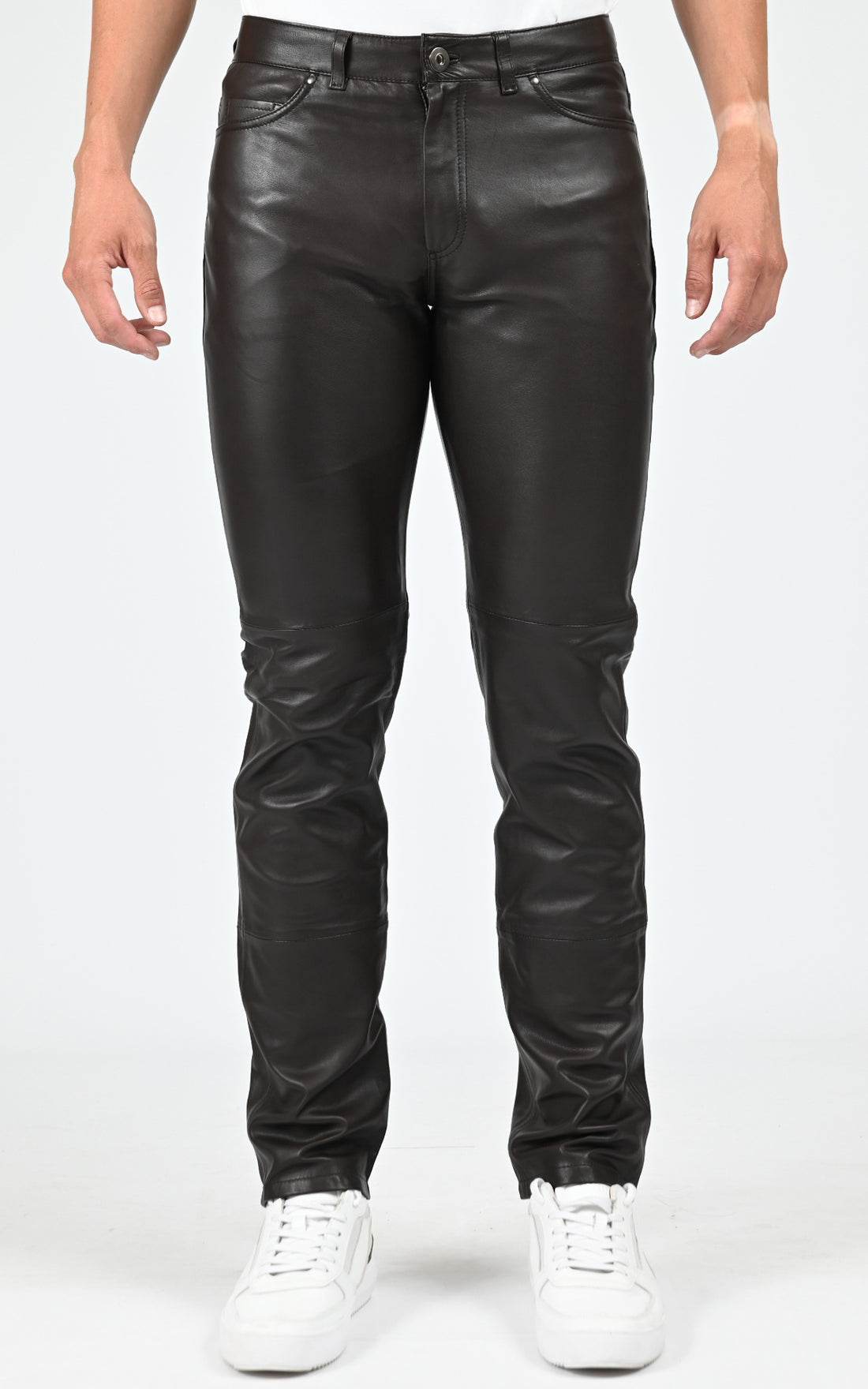 Pantalon ajusté cuir sexy man marron
