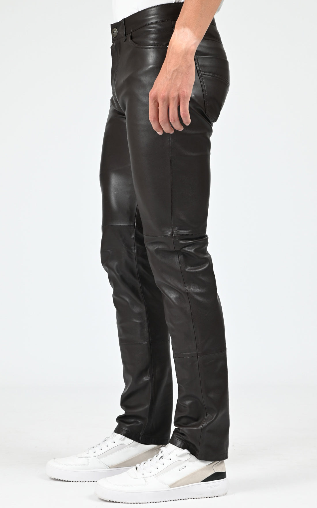 Pantalon ajusté cuir sexy man marron