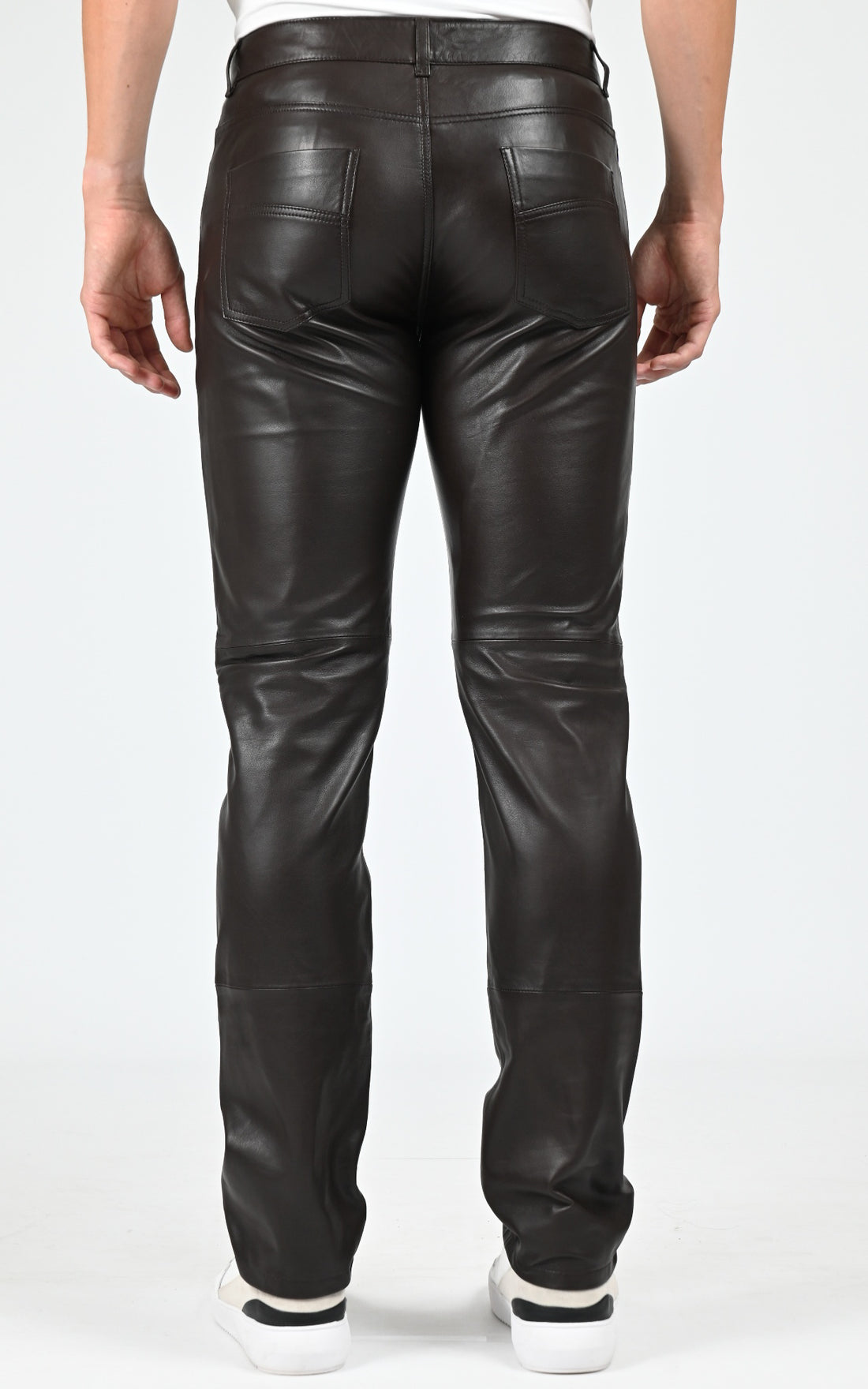 Pantalon ajusté cuir sexy man marron