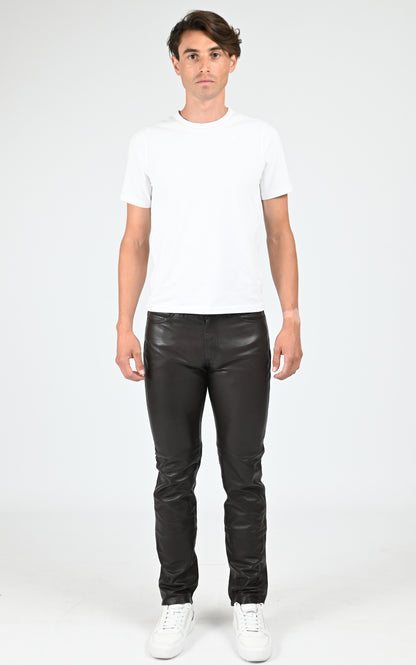 Pantalon ajusté cuir sexy man marron
