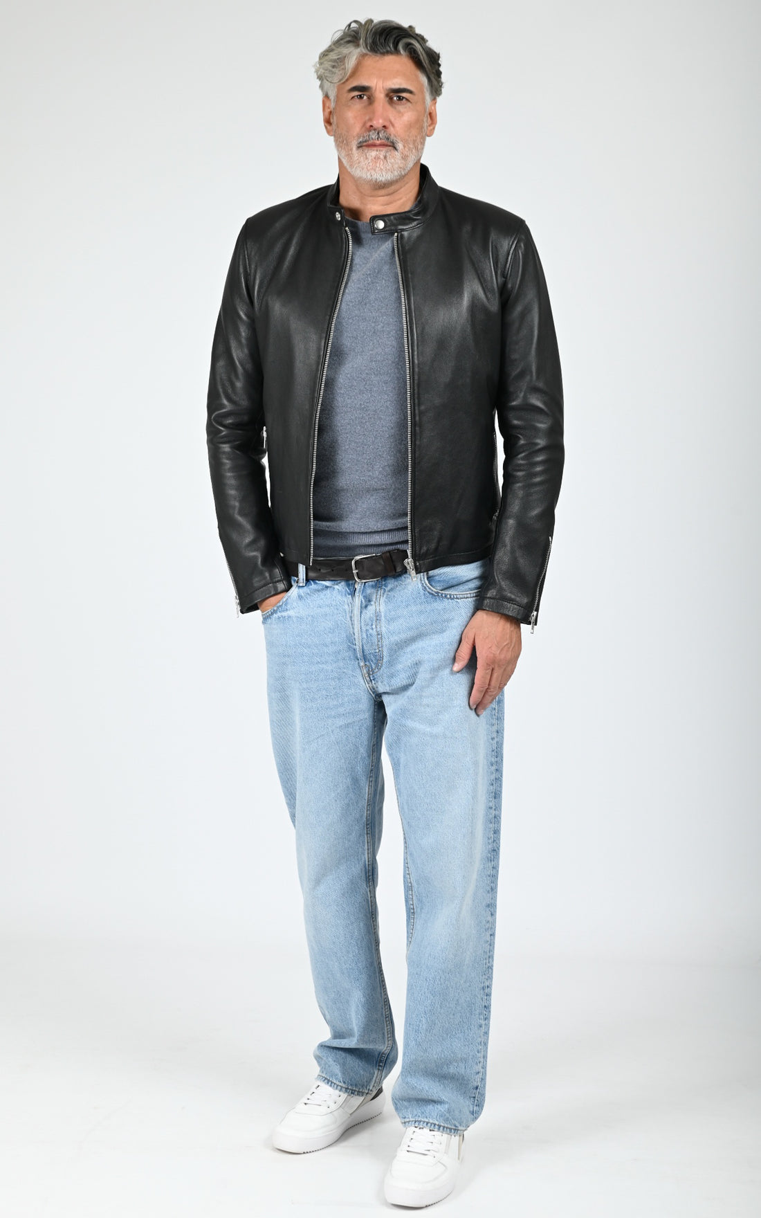 Blouson motard cuir Style 20 noir