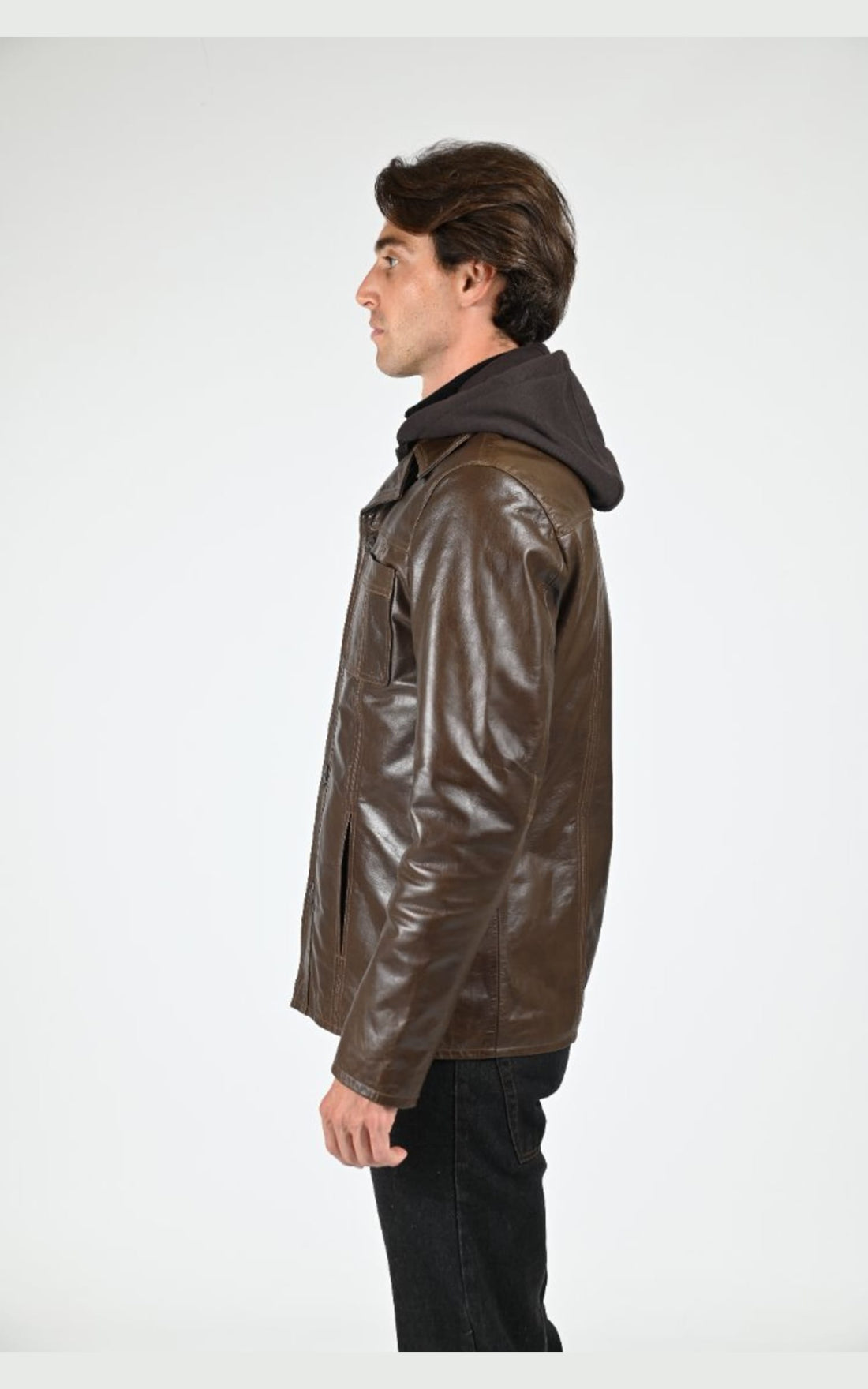 Veste Cuir Homme Serge Pariente, modèle Taggart hood de couleur marron
