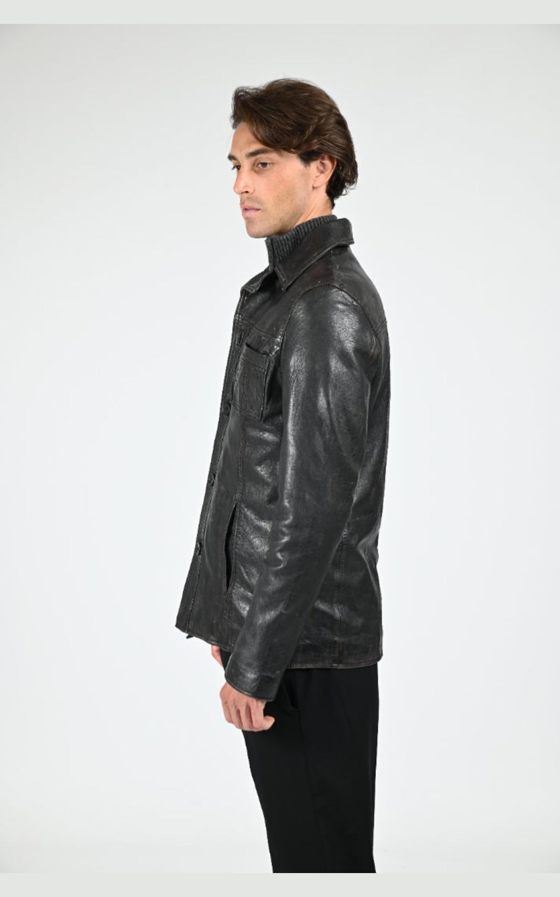 Veste Cuir Homme Serge Pariente, modèle Taggart vintage de couleur noir