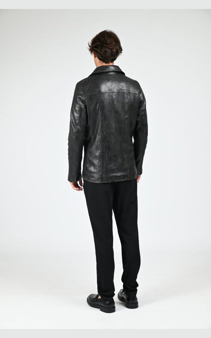 Veste Cuir Homme Serge Pariente, modèle Taggart vintage de couleur noir