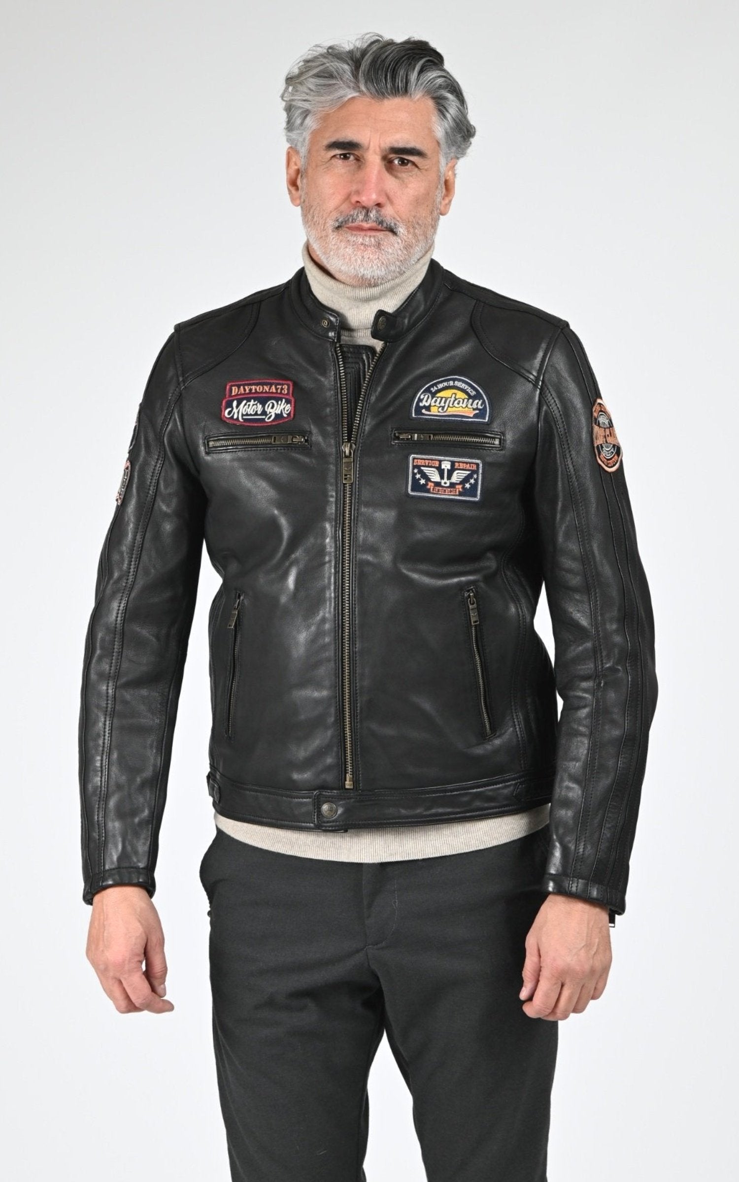 Blouson Cuir Homme Daytona 73, modèle Tormo 104383 de couleur black