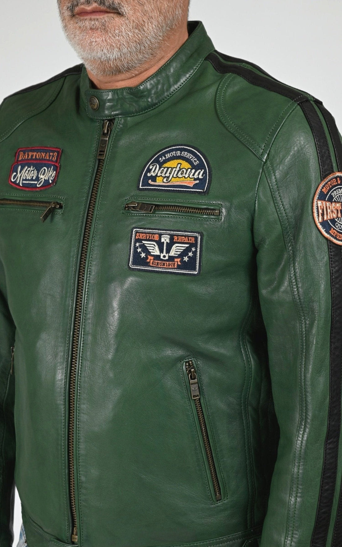 Blouson Cuir Homme Daytona 73, modèle Tormo 104383 de couleur pastures