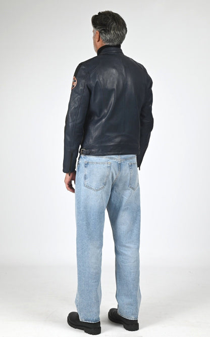 Blouson Cuir Homme Daytona 73, modèle Tormo 104383 de couleur short blue