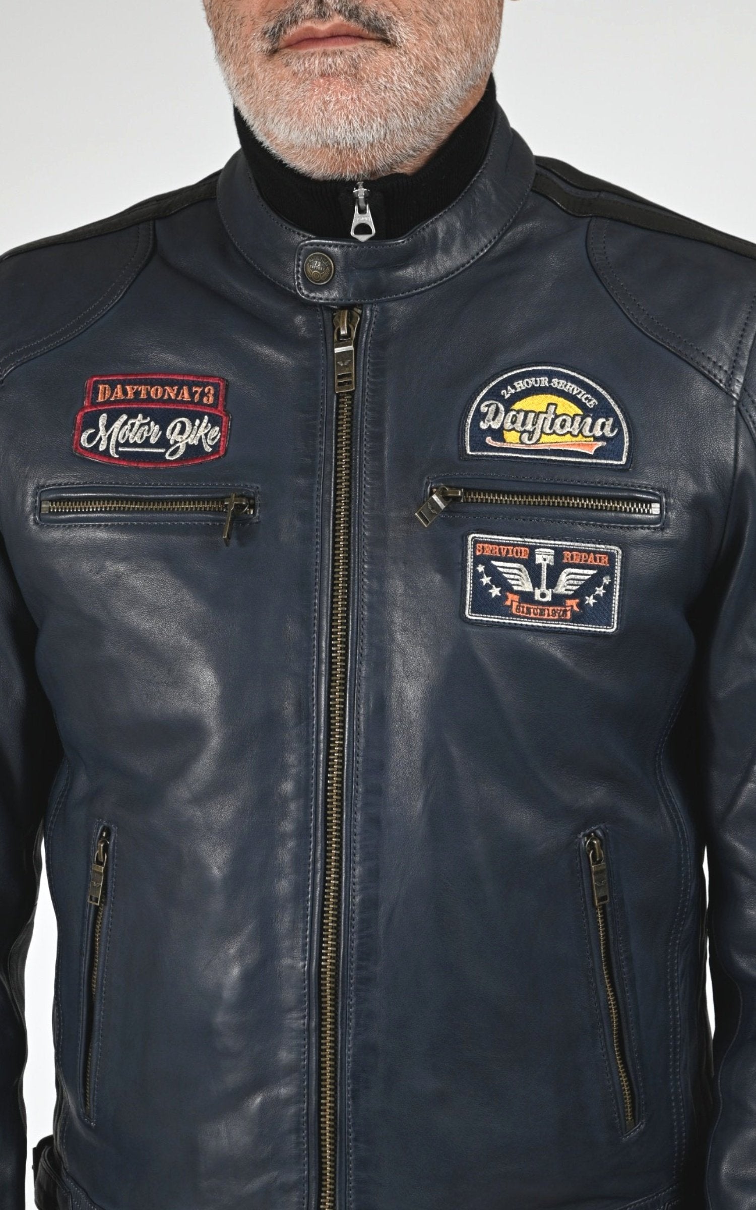 Blouson Cuir Homme Daytona 73, modèle Tormo 104383 de couleur short blue 5