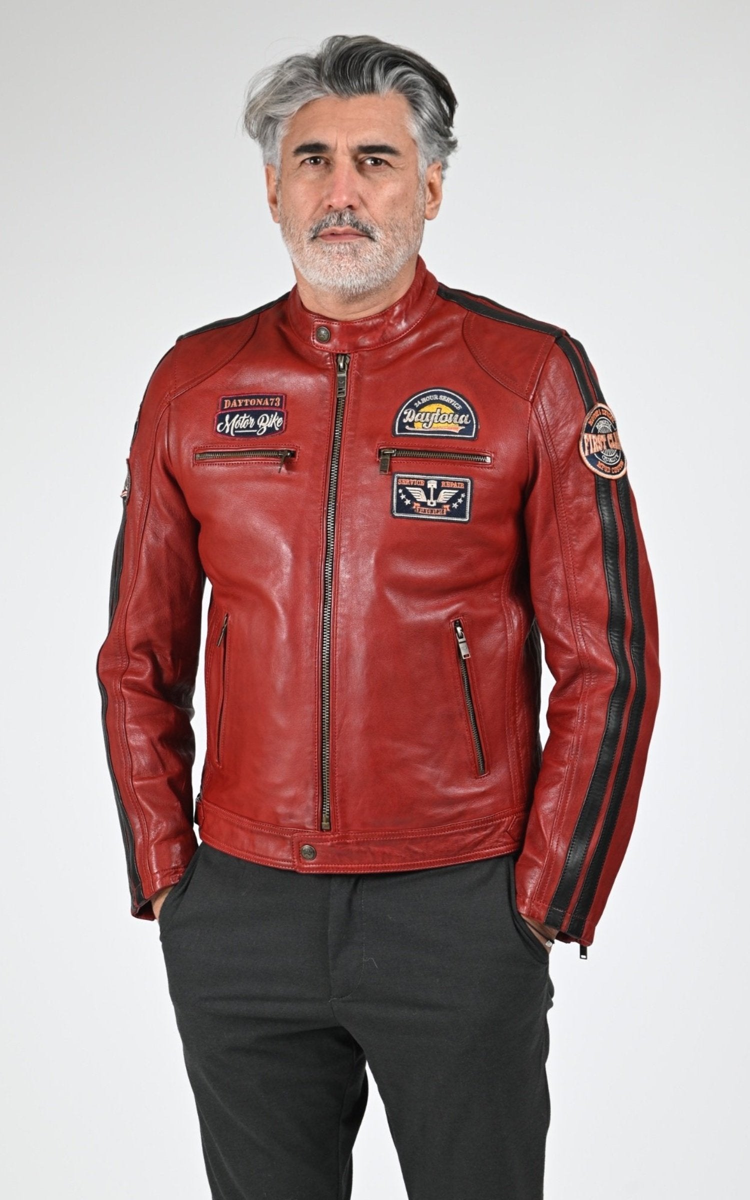 Blouson Cuir Homme Daytona 73, modèle Tormo 104383 de couleur syrah 1