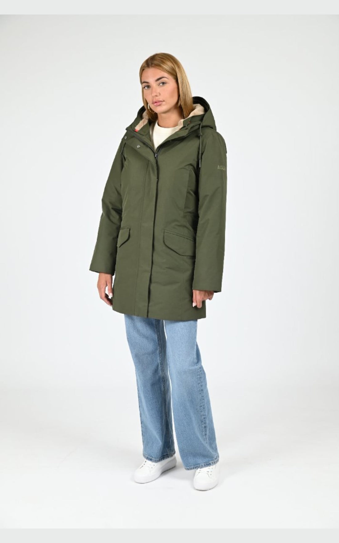 Parka Textile Femme Aigle, modèle Tralu aiw25woui004 de couleur kaki