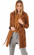 3/4 Daim Femme Levinsky, modèle Trench de couleur cognac / fauve
