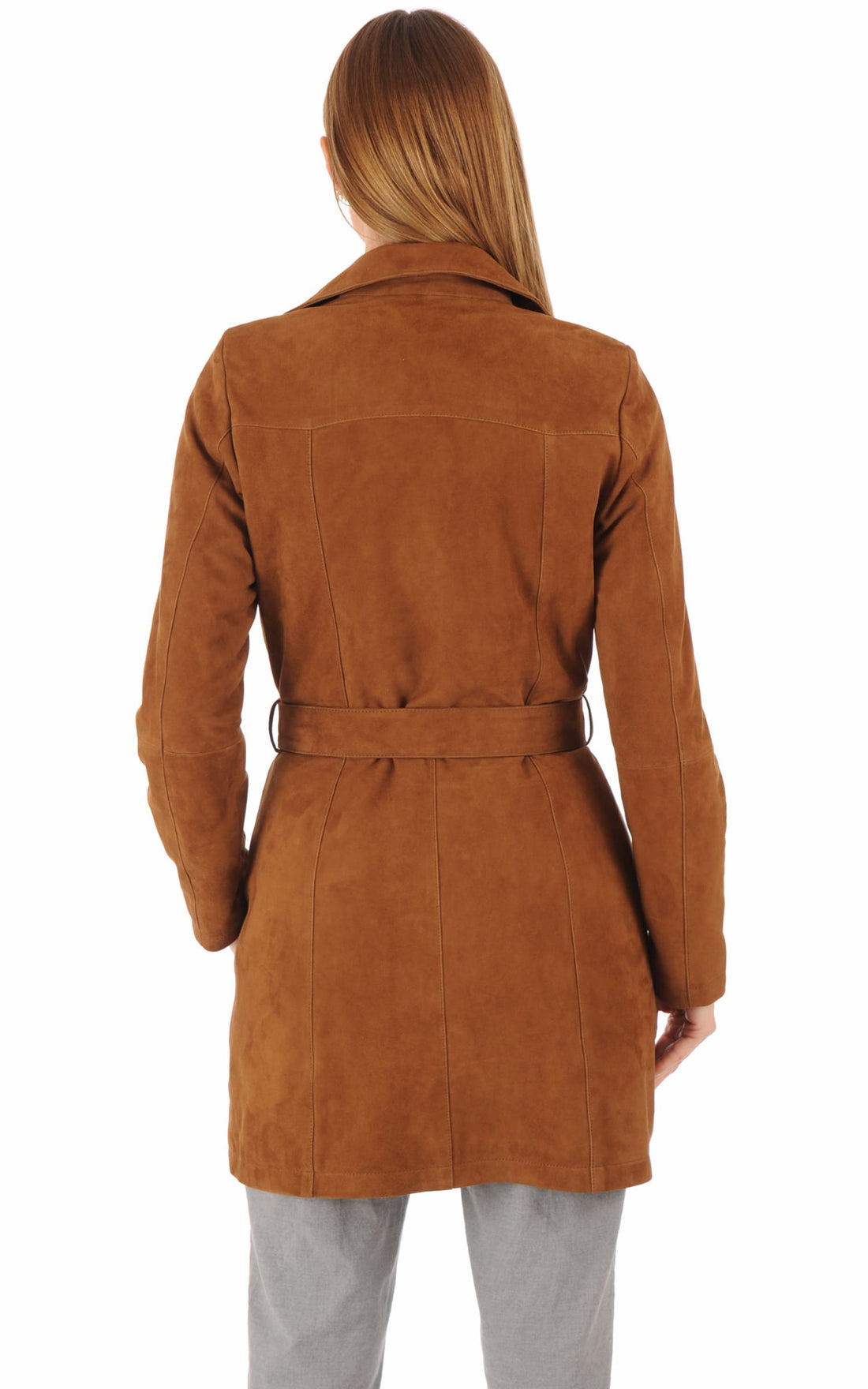 3/4 Daim Femme Levinsky, modèle Trench de couleur cognac / fauve