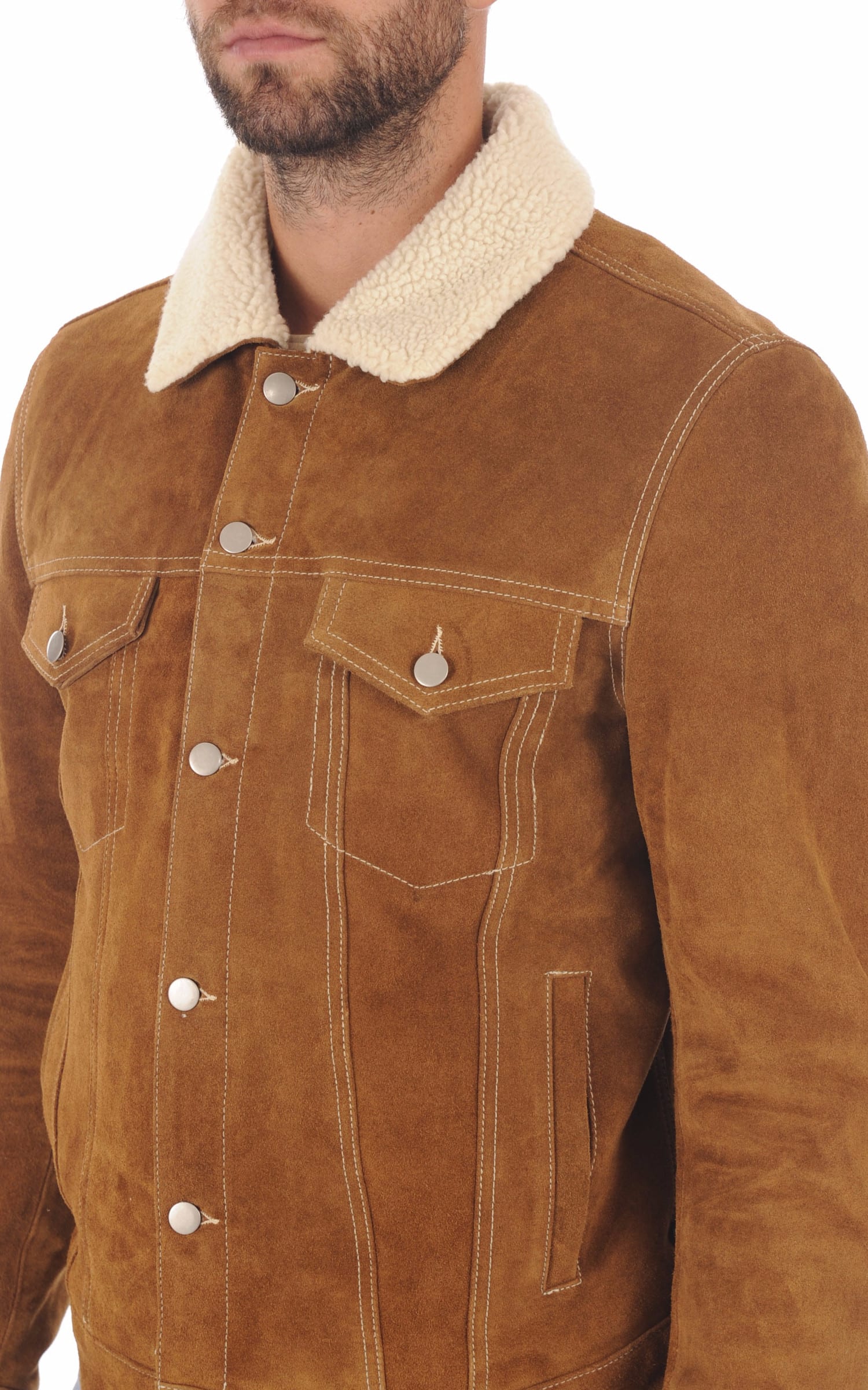 Blouson Croute_de_cuir Homme Daytona 73, modèle Trucker 101508 de couleur cognac / fauve 5