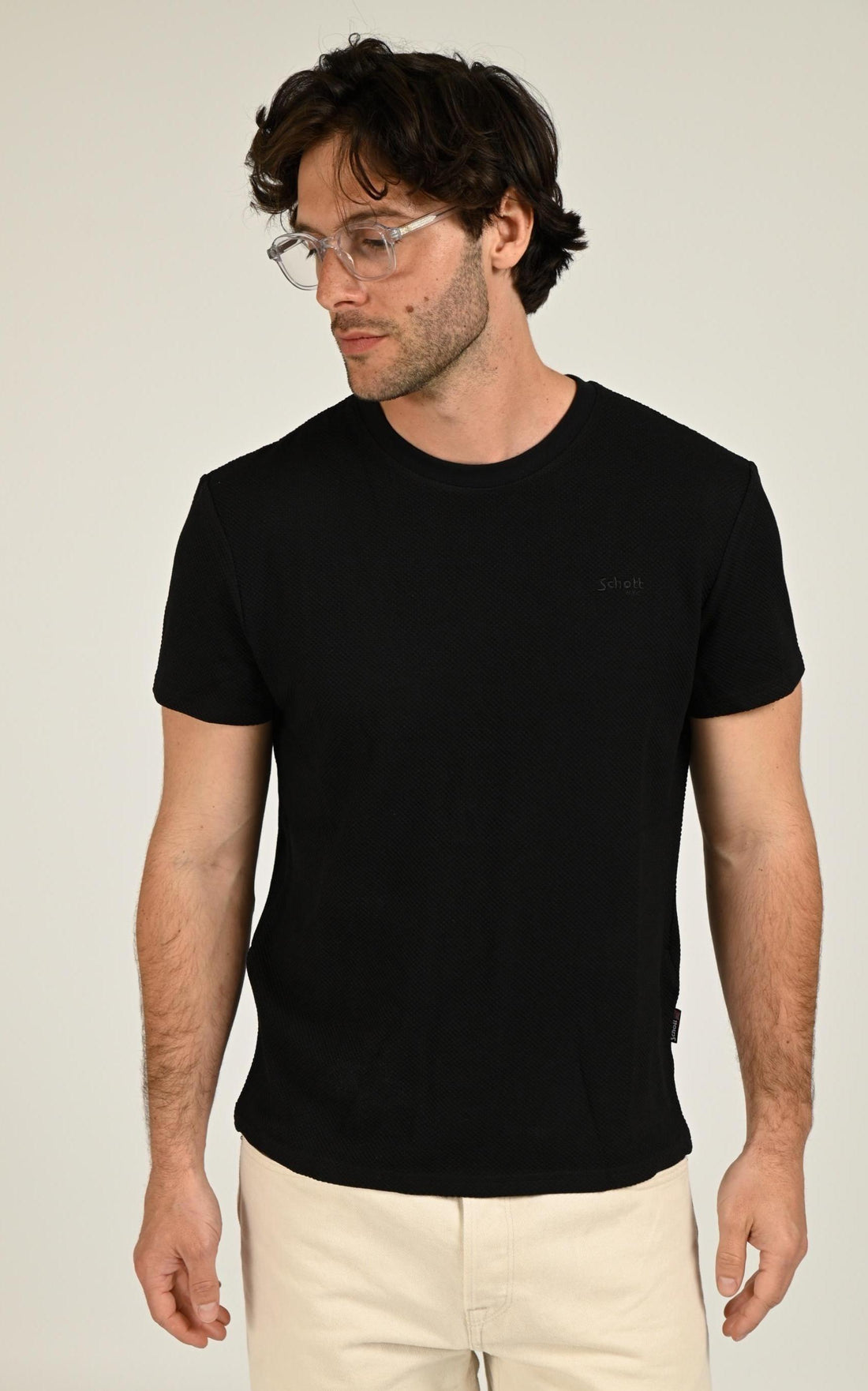 T-shirt Textile Homme Schott, modèle Ts clay de couleur black