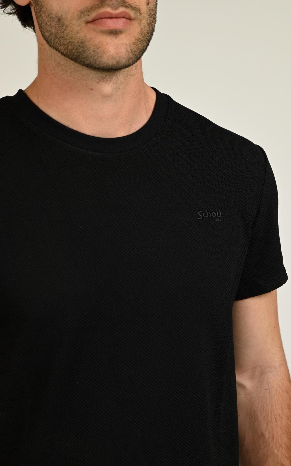 T-shirt Textile Homme Schott, modèle Ts clay de couleur black