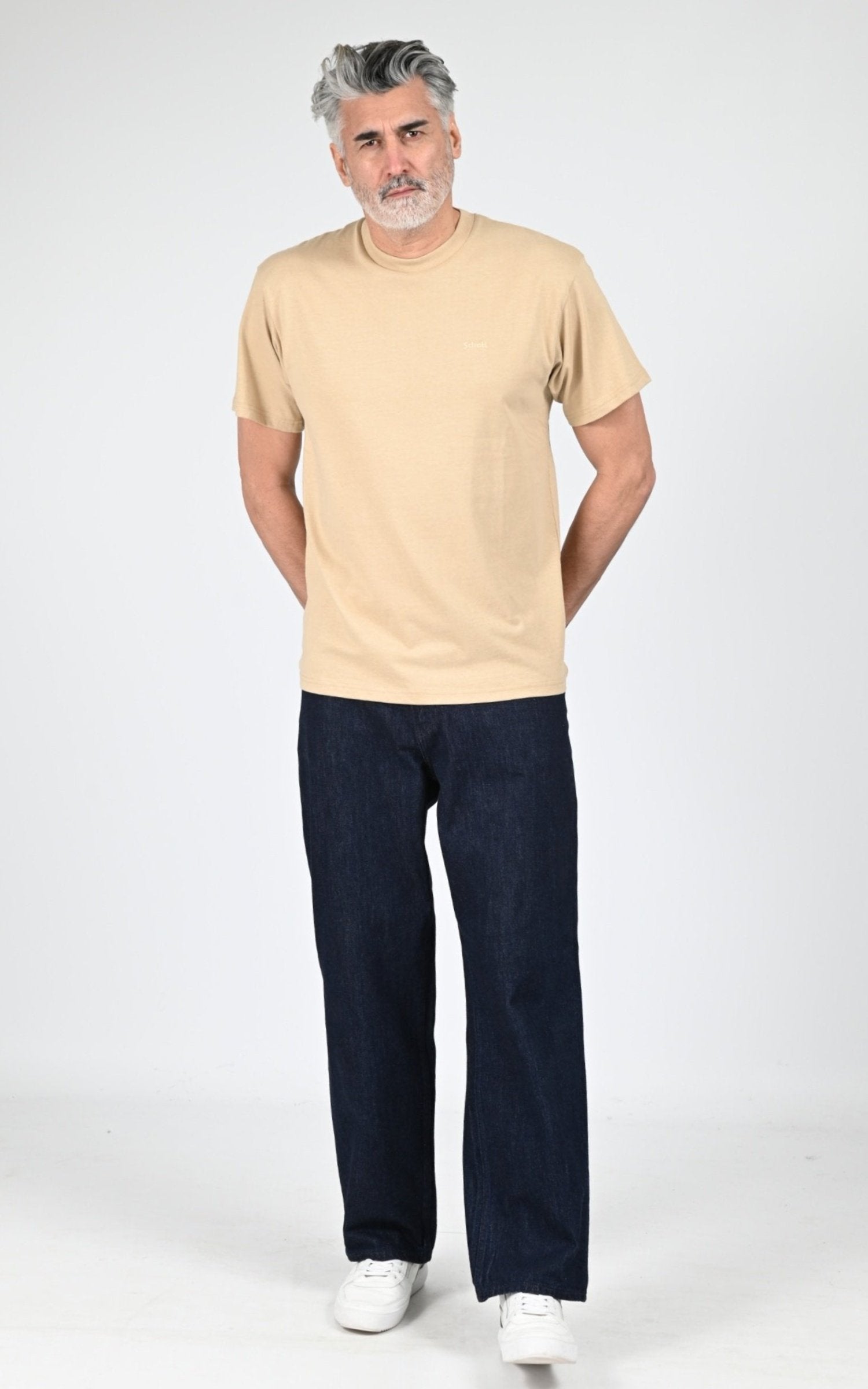 T-shirt Textile Homme Jaj -Schott-, modèle Ts cliff1 de couleur beige 2