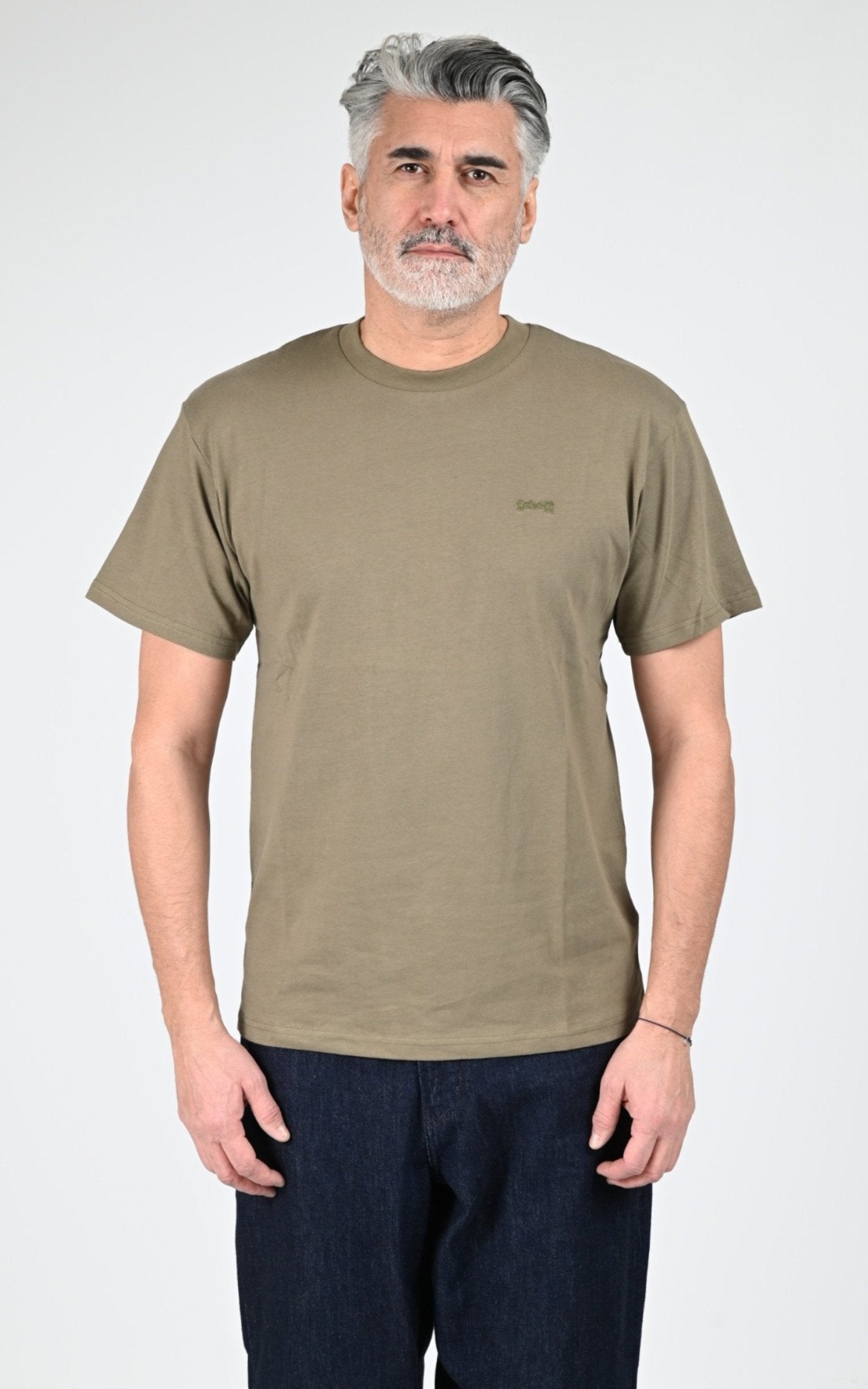 T-shirt Textile Homme Jaj -Schott-, modèle Ts cliff1 de couleur khaki 1