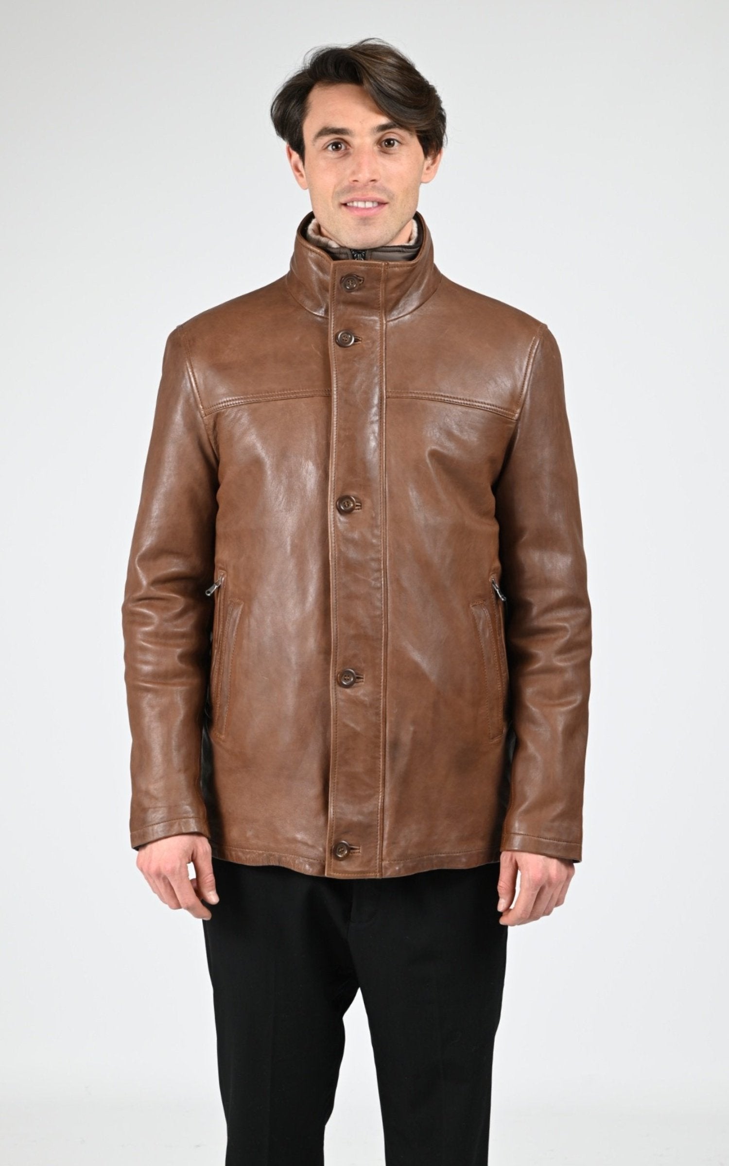 Veste Cuir Homme Daytona 73, modèle Tyler 100120 de couleur bison 1