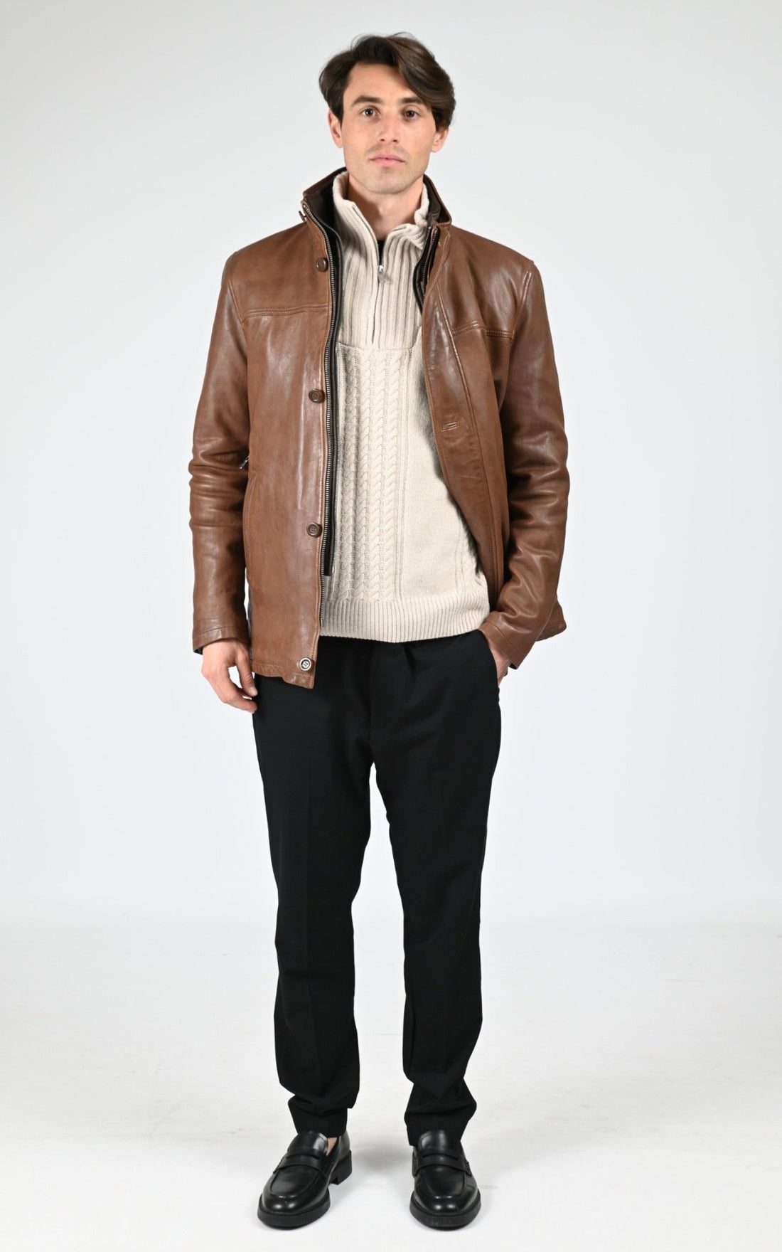 Veste Cuir Homme Daytona 73, modèle Tyler 100120 de couleur bison