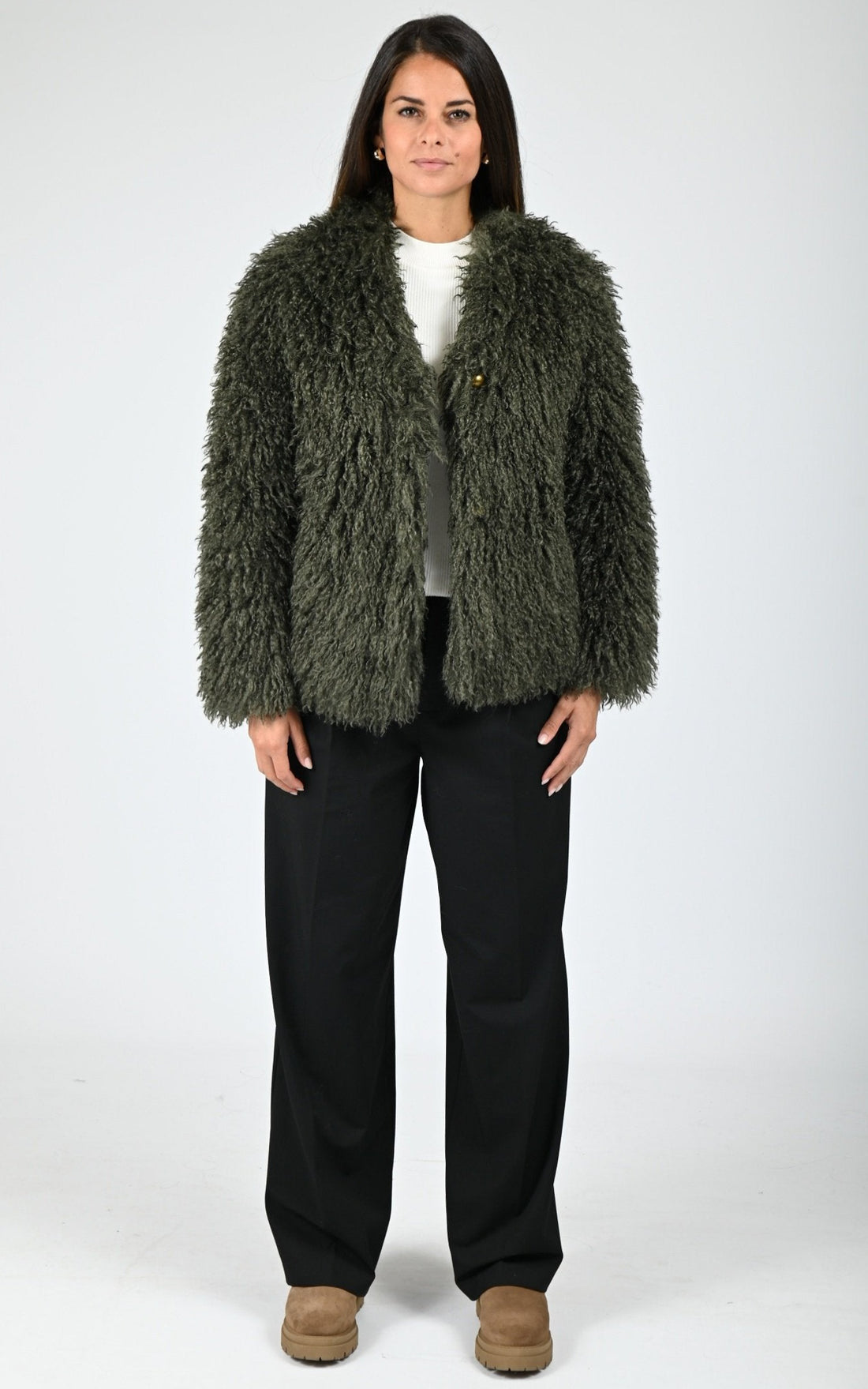 Blouson fausse fourrure Terry kaki