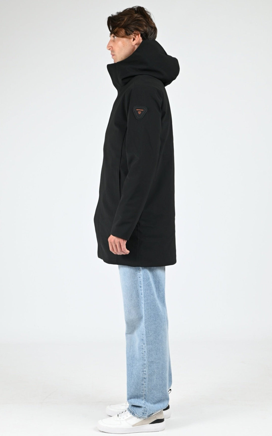 Parka longue à capuche noir