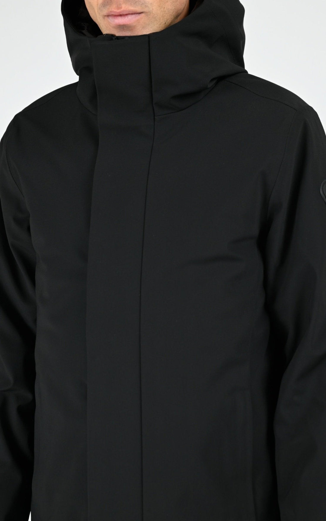 Parka longue à capuche noir