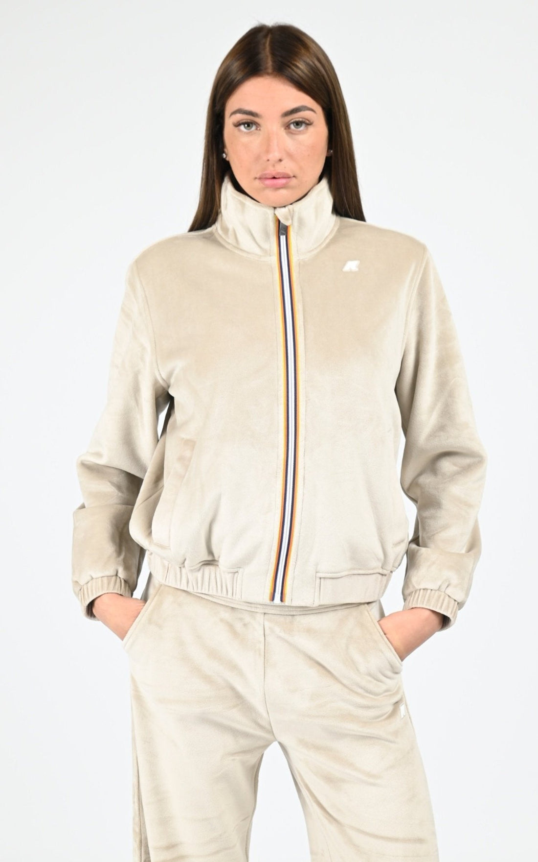 Gilet Textile Femme K-Way, modèle Viviette k3132kw de couleur beige bb1