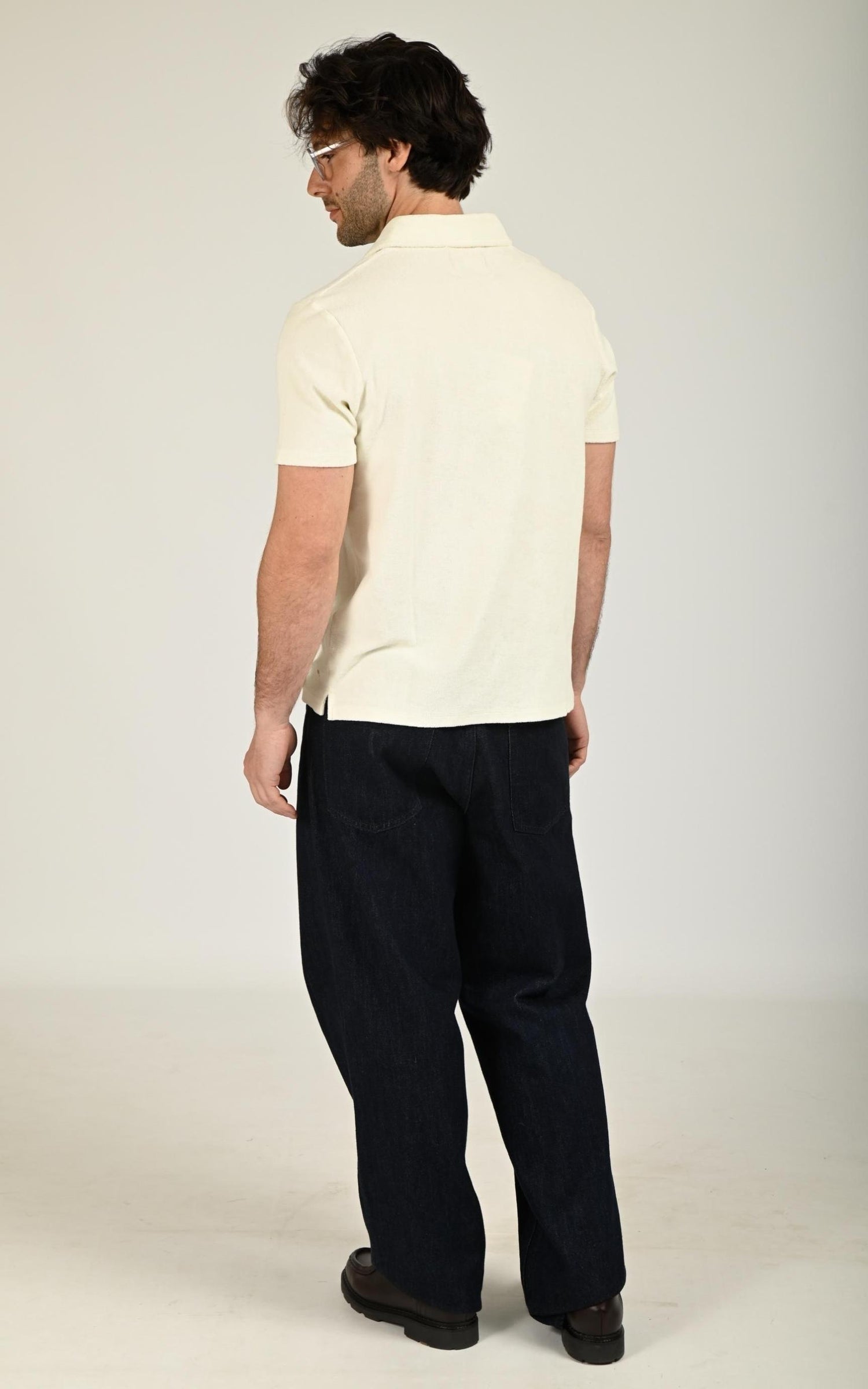 Ecru towelling cotton polo shirt 4