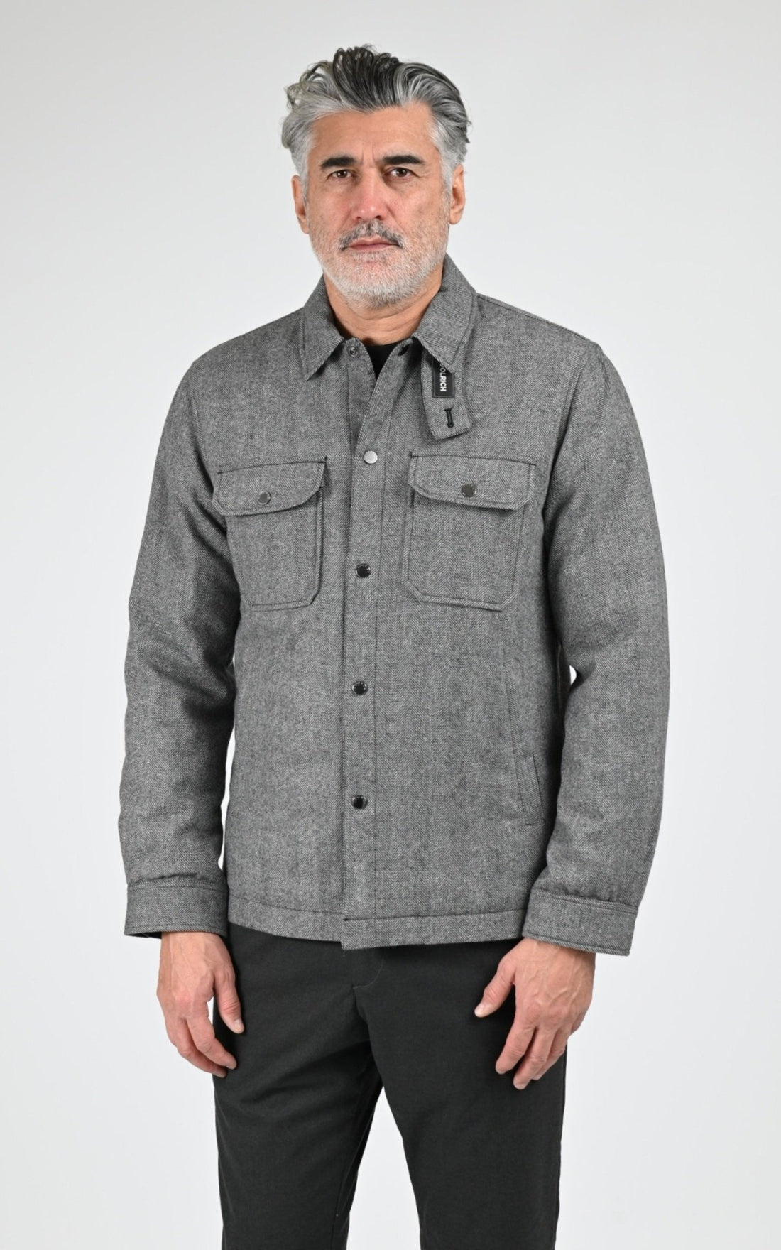 Veste Textile Homme Woolrich, modèle Wool check alaskan os2018 de couleur herringbone