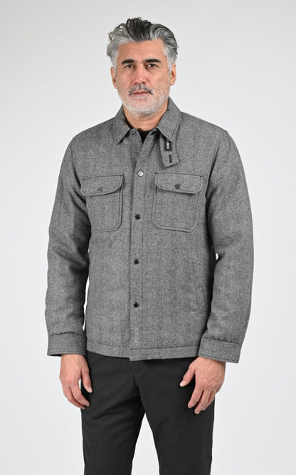 Veste Textile Homme Woolrich, modèle Wool check alaskan os2018 de couleur herringbone