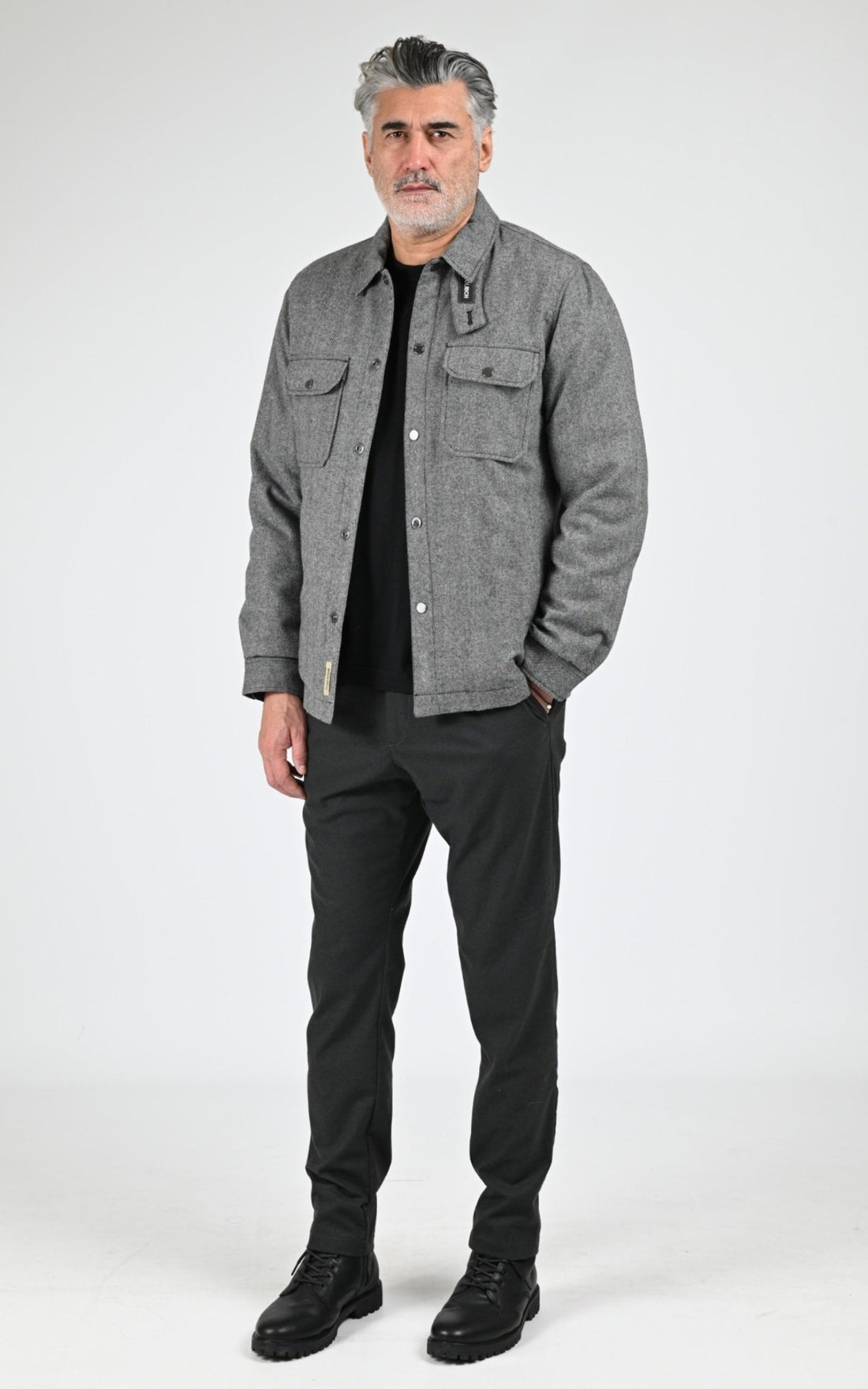 Veste Textile Homme Woolrich, modèle Wool check alaskan os2018 de couleur herringbone