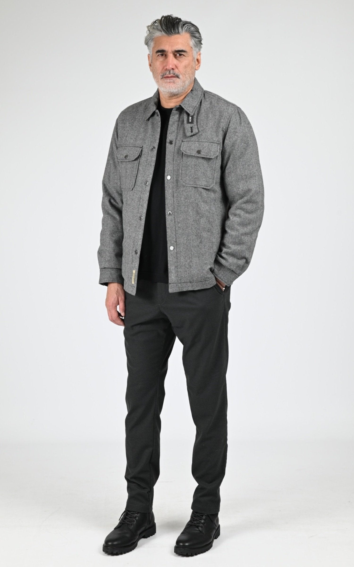 Veste Textile Homme Woolrich, modèle Wool check alaskan os2018 de couleur herringbone