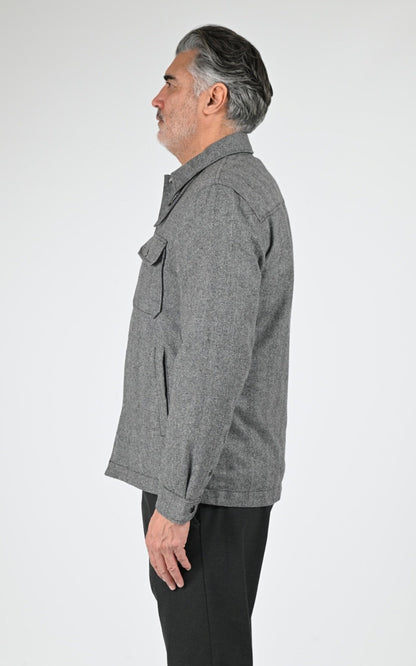 Veste Textile Homme Woolrich, modèle Wool check alaskan os2018 de couleur herringbone