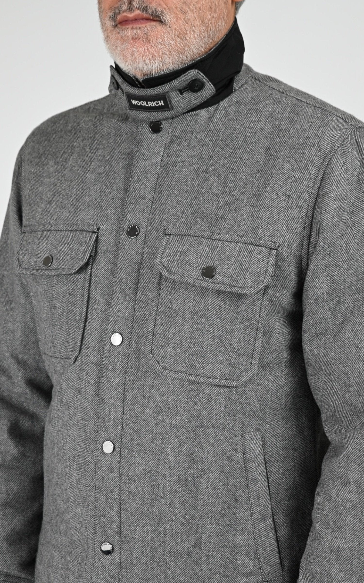 Veste Textile Homme Woolrich, modèle Wool check alaskan os2018 de couleur herringbone 5