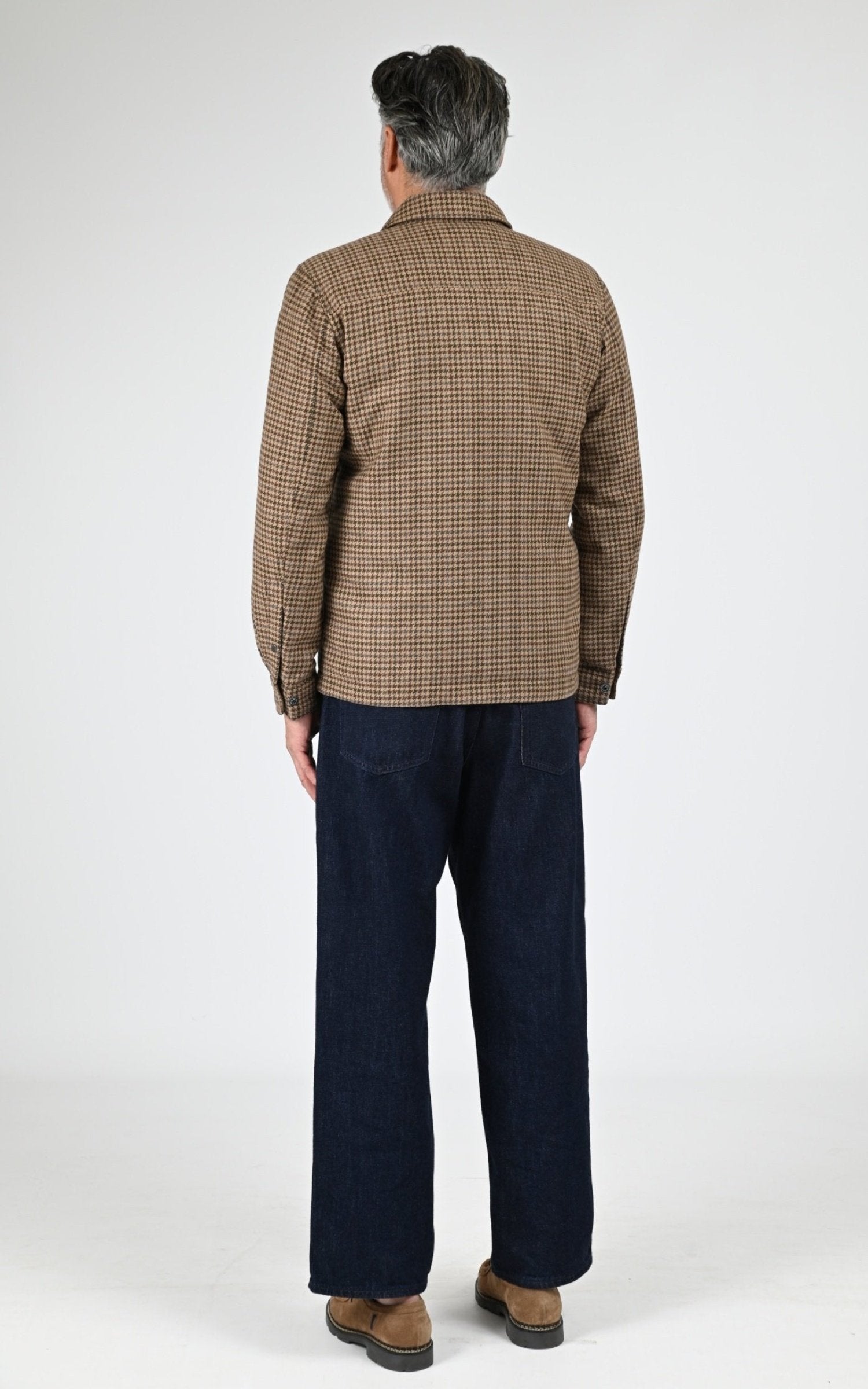 Veste Textile Homme Woolrich, modèle Wool check alaskan os2018 de couleur beige pied de poule