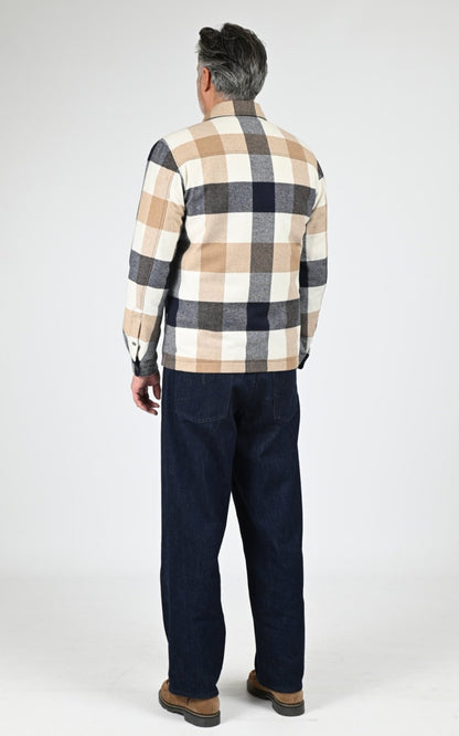 Veste Textile Homme Woolrich, modèle Wool check alaskan os2018 de couleur cream buffalo