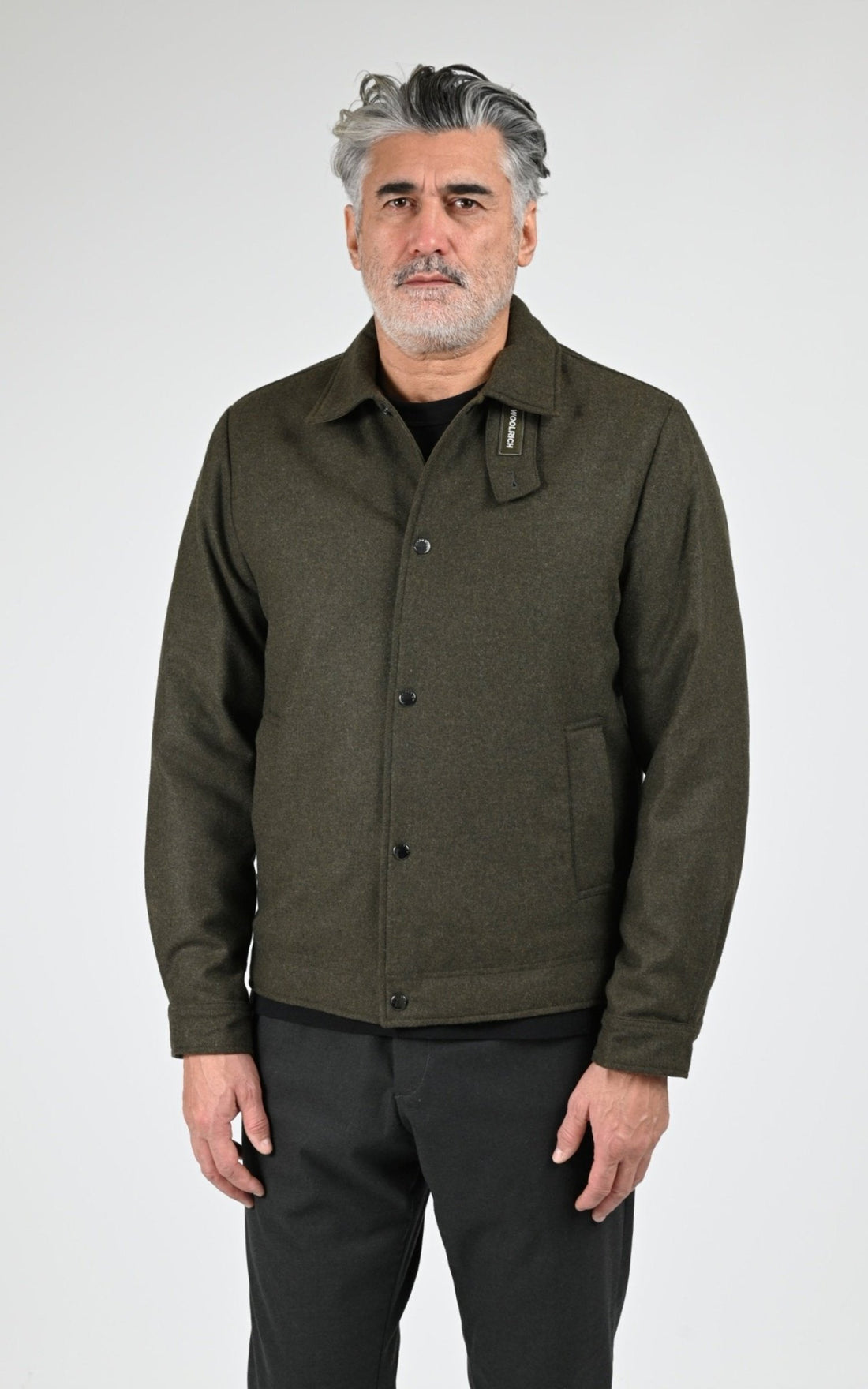 Blouson Textile Homme Woolrich, modèle Wool keating os2019 de couleur dark green