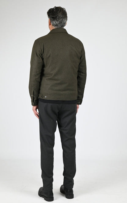 Blouson Textile Homme Woolrich, modèle Wool keating os2019 de couleur dark green