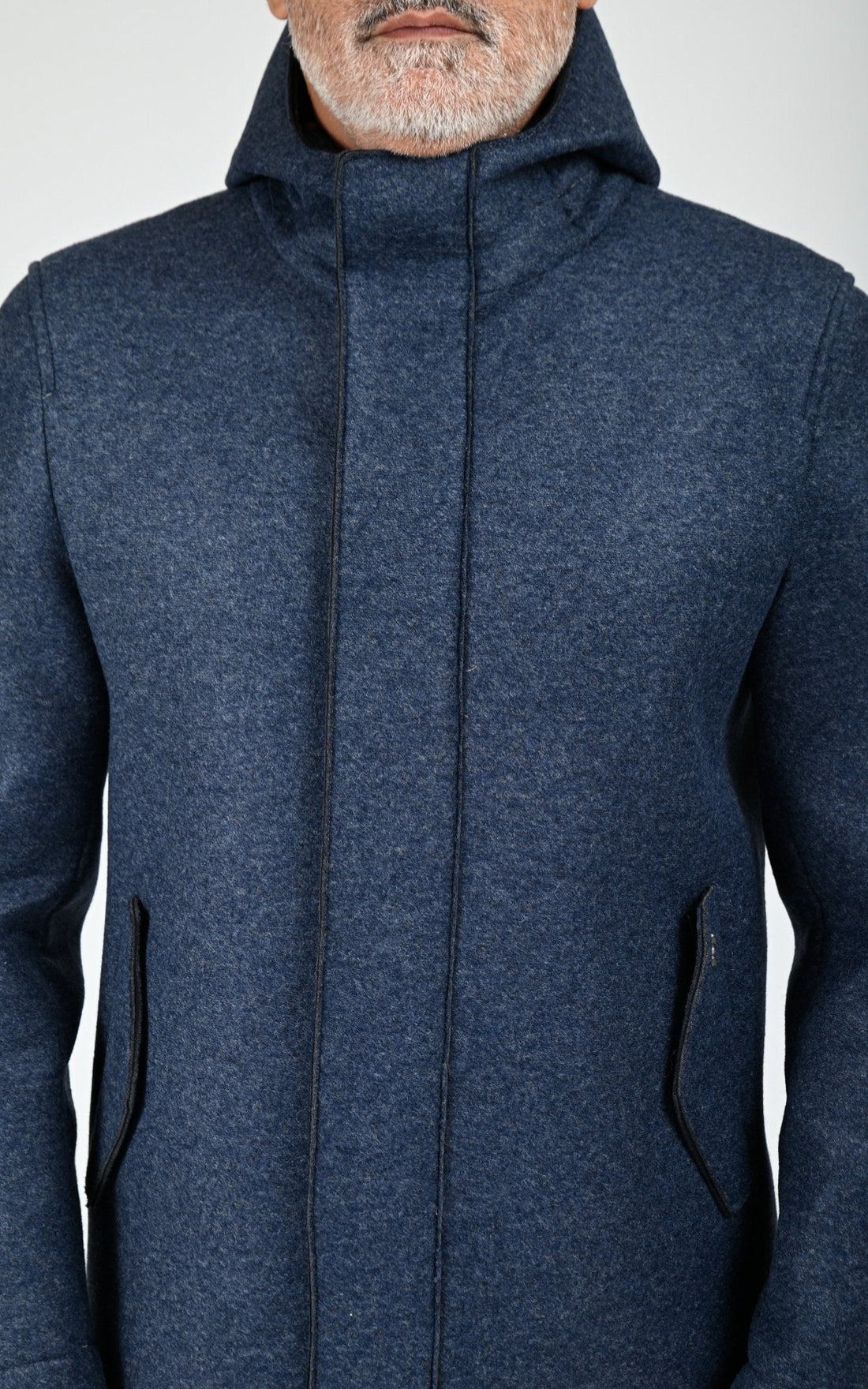 Manteau laine à capuche Wick bleu