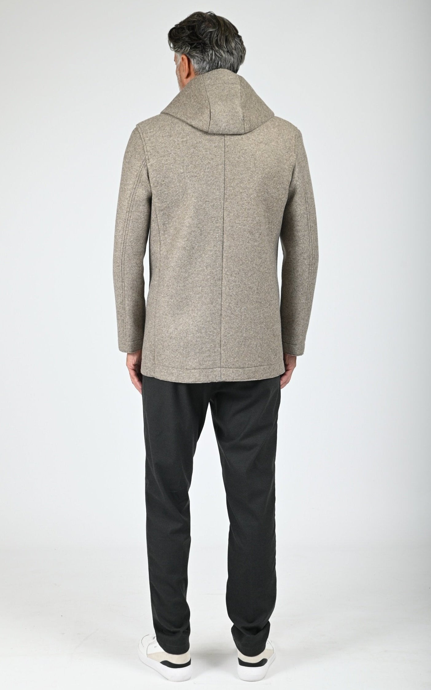 Manteau laine à capuche Wick gris