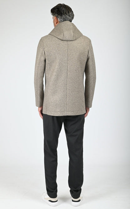Manteau laine à capuche Wick gris