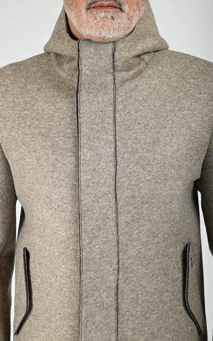 Manteau laine à capuche Wick gris