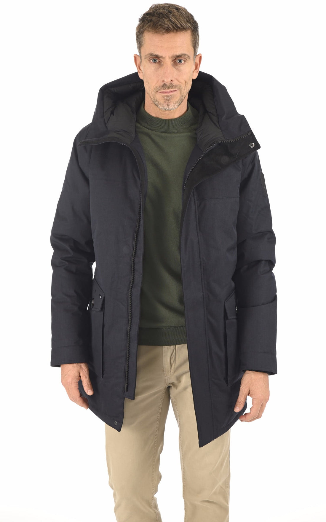 3/4 doudoune Textile Homme Nobis, modèle Yves nf de couleur bleu