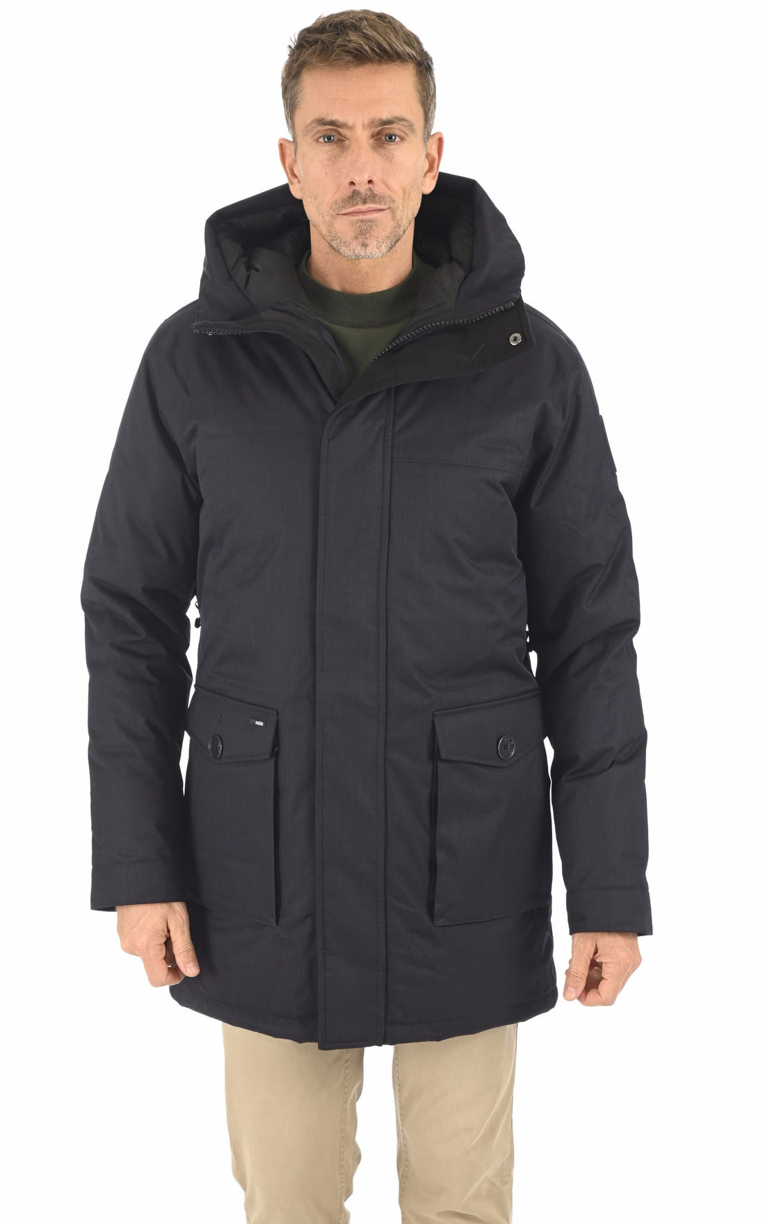 3/4 doudoune Textile Homme Nobis, modèle Yves nf de couleur bleu