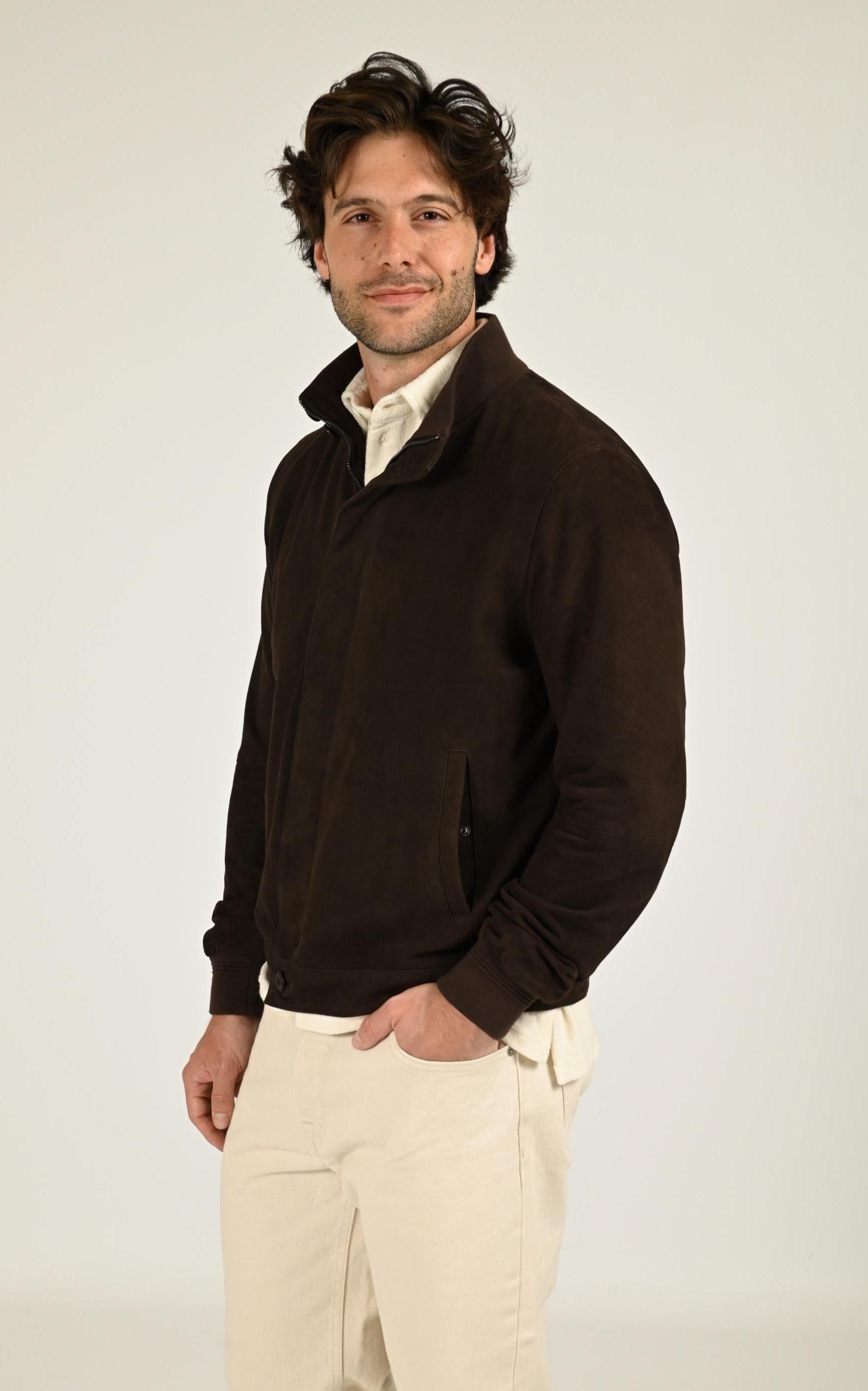 Blouson Daim Homme Serge Pariente, modèle Ziggy de couleur marron