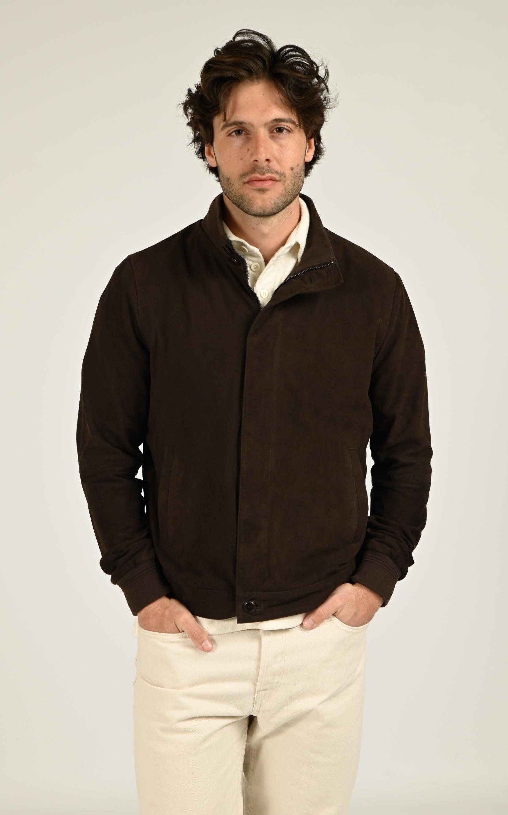 Blouson Daim Homme Serge Pariente, modèle Ziggy de couleur marron