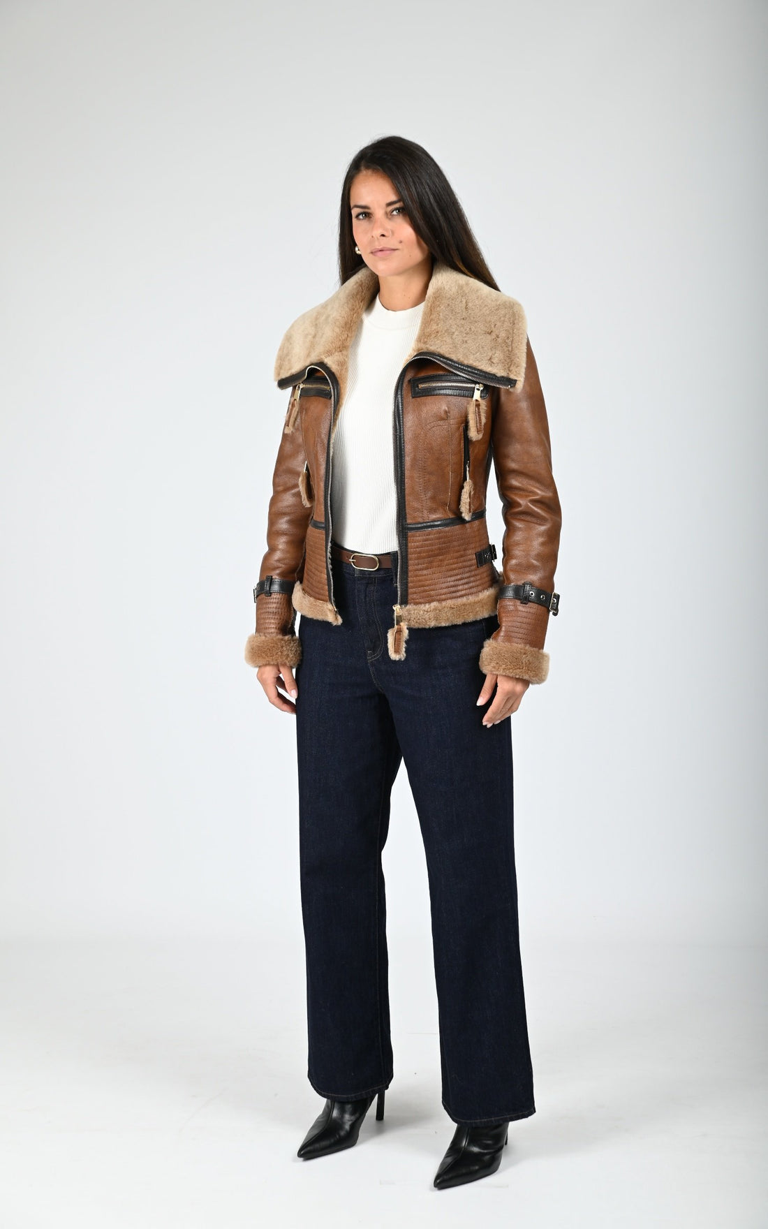 Bombardier Df Femme La Canadienne, modèle Zion de couleur cognac / fauve