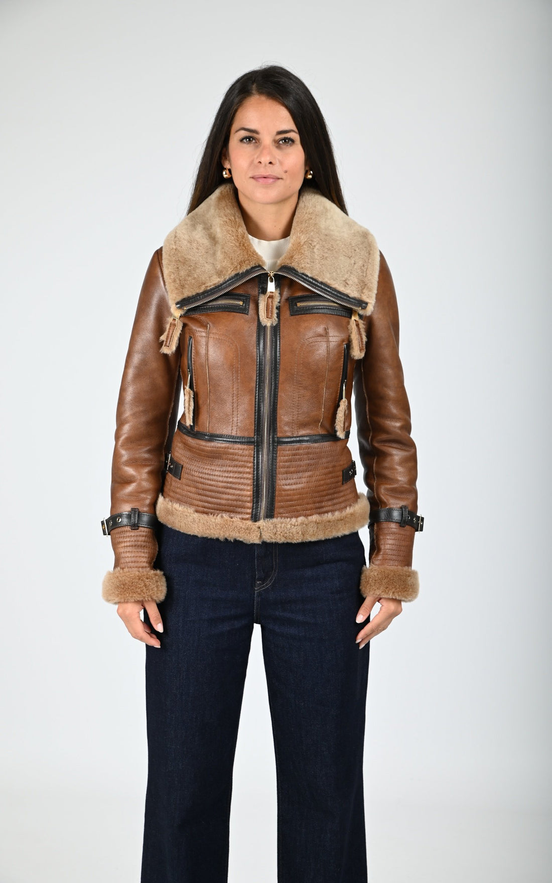 Bombardier Df Femme La Canadienne, modèle Zion de couleur cognac / fauve