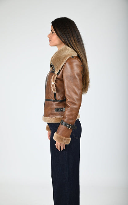 Bombardier Df Femme La Canadienne, modèle Zion de couleur cognac / fauve